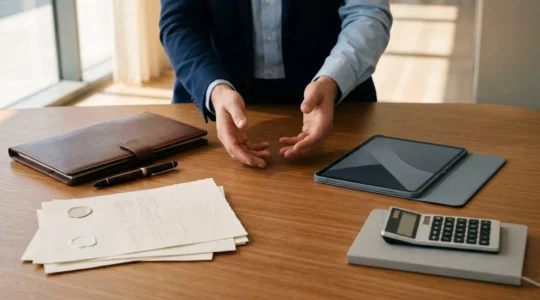 Professionnel du conseil patrimonial analysant différentes stratégies d'investissement pour un client