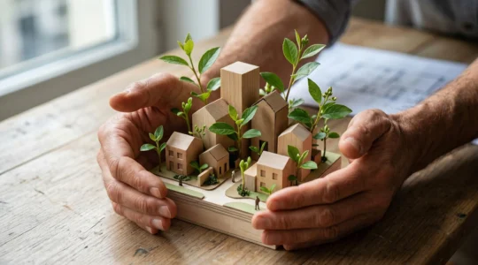 Concept de finance solidaire et d'épargne responsable pour l'emploi et le logement