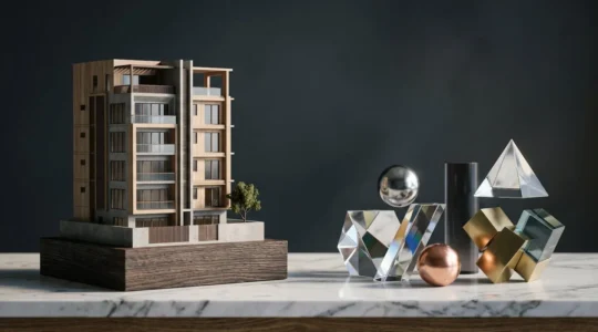 Représentation symbolique de l'équilibre entre patrimoine immobilier et financier